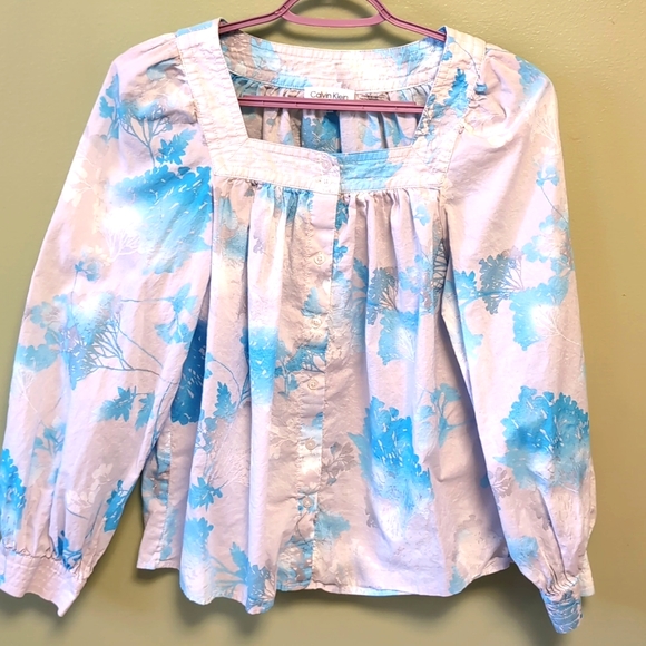 Calvin Klein Watercolor Peasant Top - Picture 4 of 9